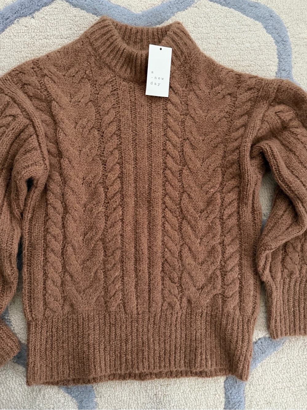 a new day Brown Cable Knit Turtleneck Sweater